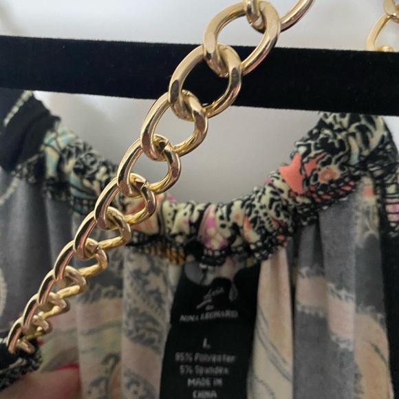 Nina Leonard maxi dress with gold chain detail size Large NWT - Picture 5 of 6